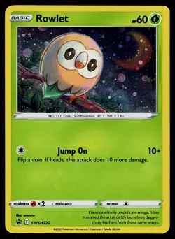 Pokemon Card Sword & Shield Promo Rowlet SWSH220 Holo Promo - Image 1