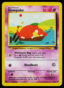 Pokemon Card Team Rocket Slowpoke 67/82 Unlimited Common - Image 1