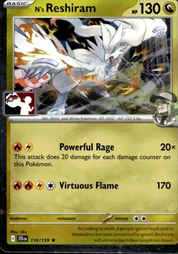 N's Reshiram Holo Rare Prize Pack Series Cards 116/159 NM - Image 1