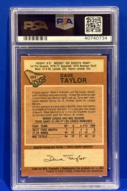 1978-79 O-Pee-Chee Dave Taylor Rookie Card #353 Graded PSA 8 Hall of Fame Player - Image 2