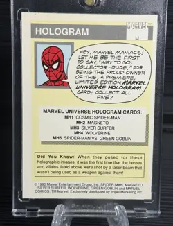 Impel 1990 Marvel Universe Hologram Card Spider-Man VS. Green Goblin #MH5, NM - Image 2