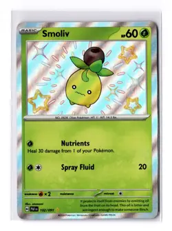 Smoliv - 102/091 Scarlet & Violet Paldean Fates Shiny Rare - NM - POKEMON TCG - Image 1