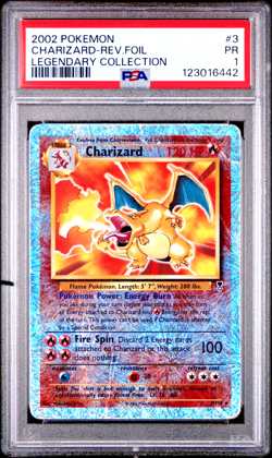 PSA 1 PR 2002 Pokemon Legendary Collection Charizard 3/110 Reverse Holo Foil - Image 1