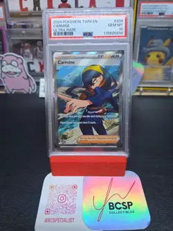 POKEMON 2024 Twlight Masquerade Ultra Rare Trainer CARMINE #204 PSA 10 Gem - Image 3