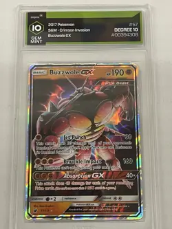 2017 Pokemon TCG Buzzwole GX 57/111 S&M Crimson Invasion Holo Gem Mint Grade 10 - Image 1