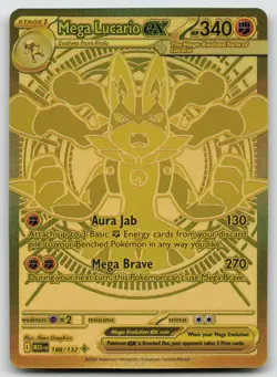 Mega Lucario ex 188/132 Mega Hyper Rare Mega Evolution Pokemon Holo LP - Image 1