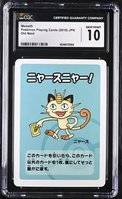 CGC 10 Gem Mint Meowth Old Maid 2019 Japanese Pokemon Card - Image 1
