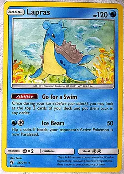 Rare Lost Thunder Lapras ◓ 56/214 Rare ◓ Pokemon Card Near Mint - Image 1