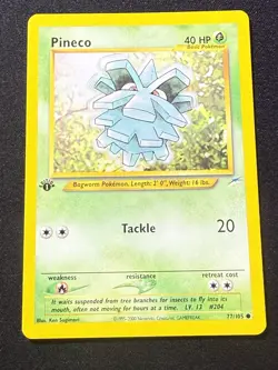 Pokemon TCG Pineco 77/105 1st Edition Neo Destiny Common LP Vintage WOTC - Image 1