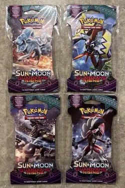 4 Sealed Unweighed Pokemon Sun & Moon Guardians Rising Blister Packs - Art Set - Image 1
