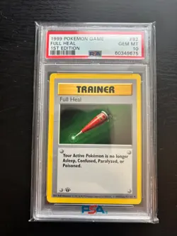 Pokemon Full Heal Base Set Shadowless 1st Edition #82 PSA 10 Gem Mint - Image 1