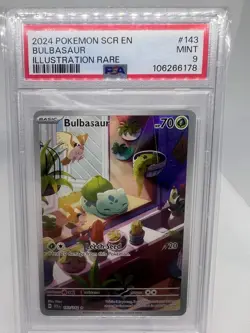 2024 Pokemon Stellar Crown Bulbasaur 143/142 Illustration Rare PSA 9 - Image 1