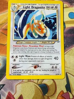 Pokemon TCG Light Dragonite #14/105 Neo Destiny Holo Rare NM / LP - Image 3