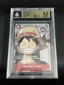 BGS 9.5 One Piece TCG Monkey.D.Luffy P-001 25th Anniversary Premium Collection - Image 1