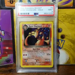 Dark Charizard 4/82 PSA 9 Holo Team Rocket Crack in Slab Pokemon Card Graded - Image 1