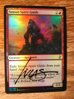 Magic the Gathering MTG foil Simian Spirit Guide Time Spiral Remastered signed - Image 2