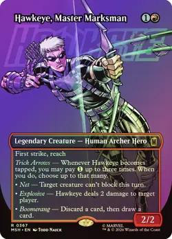 MTG FOIL Hawkeye, Master Marksman Borderless - Marvel Super Heroes #367 - Image 1