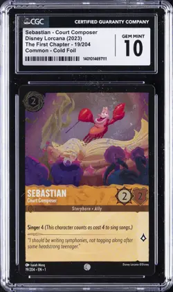 2023 DISNEY LORCANA #19/204 SEBASTIAN - COURT COMPOSER CGC 10 GEM MINT - Image 1
