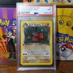 Dark Dugtrio 6/82 1st Edition PSA 9 Team Rocket Holo Swirl Pokemon Card Graded - Image 1