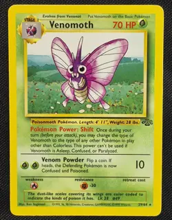 Venomoth 29/64 Non Holo Rare Jungle Pokemon Card - Image 1