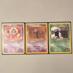 Pokemon Vintage Card Lot 3 Cards Sabrina's Jynx Unown Q Koga's Grimer - Image 1