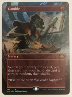 MTG English Magic Card NM BORDERLESS GAMBLE from Dominaria Remastered FOIL - Image 1
