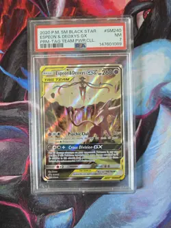 2020 POKEMON SM BLACK STAR PROMO ESPEON & DEOXYS GX PSA 7 - Image 1
