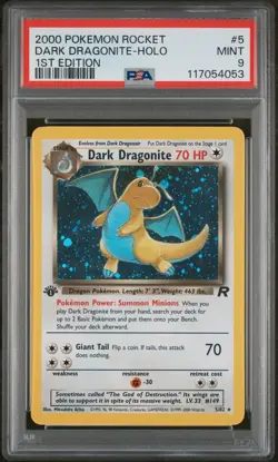 2000 POKEMON ROCKET 1ST EDITION #5 DARK DRAGONITE-HOLO PSA 9 - Image 1