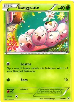 2015 POKEMON TCG COMMON BASE CARD ROARING SKIES EXEGGCUTE 1/108 - Image 1