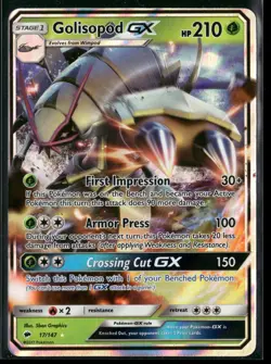 Golisopod GX 17/147 Holo GX Rare Burning Shadows Pokemon Near Mint Bottom Heavy - Image 1