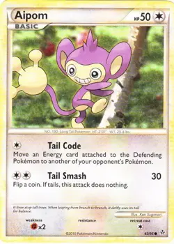 Pokemon TCG Aipom Unleashed 43/95 Regular Common NM - Image 1