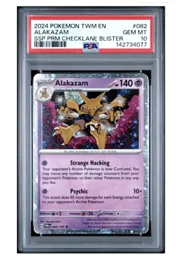 ALAKAZAM 2024 POKEMON TWM SSP PROMO #082 CHECKLANE BLISTER PSA 10 POP 107 - Image 1