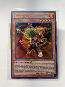 YuGiOh ELEMENTAL HERO BLAZEMAN Prismatic Secret Rare WSUP-EN032 - Image 1