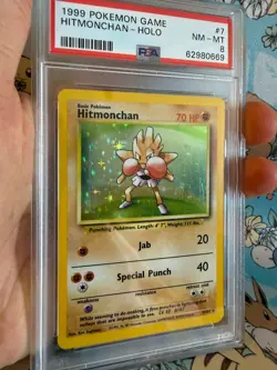 1999 Pokemon Base Set Unlimited Hitmonchan 7/102 Holo PSA 8 WOTC - Image 2