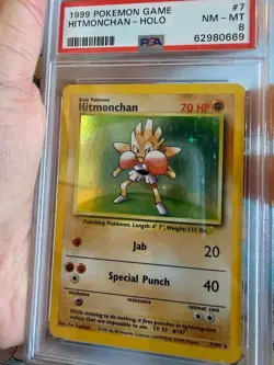 1999 Pokemon Base Set Unlimited Hitmonchan 7/102 Holo PSA 8 WOTC - Image 3