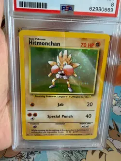 1999 Pokemon Base Set Unlimited Hitmonchan 7/102 Holo PSA 8 WOTC - Image 4