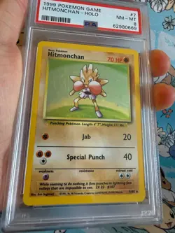 1999 Pokemon Base Set Unlimited Hitmonchan 7/102 Holo PSA 8 WOTC - Image 5