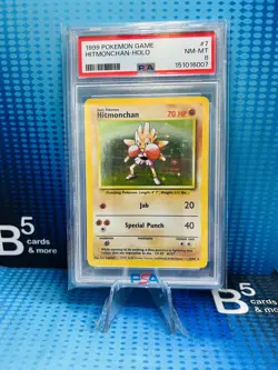 1999 Pokemon Base Set Unlimited HITMONCHAN Holo PSA 8 7/102 - Image 1