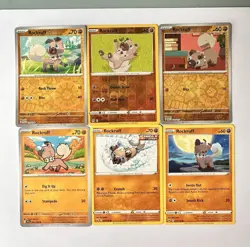 Rockruff The Pokemon Company Pokemon TCG Lot 6 English Revholo & Regular Cards - Image 1