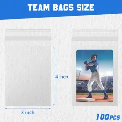 DEDC 100 Pcs Team Bags for Trading Cards, Bag Fit 100 pcs, Transparency - Image 2