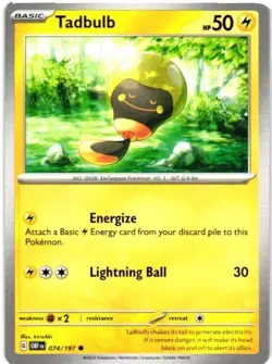 2023 POKEMON TCG COMMON BASE CARD OBSIDIAN FLAMES TADBULB 074/197 - Image 1