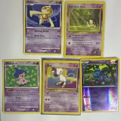 Vintage Pokemon TCG 5 Card Lot Mew Baltoy Mime Jr Sabrina's Abra Nidorina - Image 1