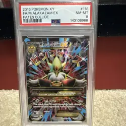 Pokemon TCG XY Fates Collide M Alakazam EX 118/124 Holo PSA 8 EN 2016 - Image 1