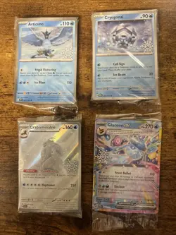 Pokemon TCG Snowflake Stamp Promo Lot x4 Glaceon ex Articuno Sealed Holiday Card - Image 1