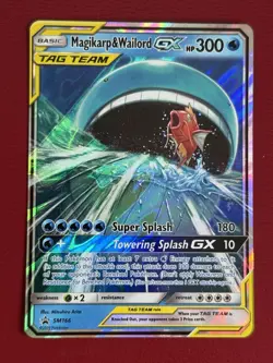 Pokemon TCG SM - Magikarp & Wailord GX SM166 TAG TEAM Black Star Promo Holo (NM) - Image 1