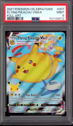 2021 POKEMON CELEBRATIONS #007 FULL ART FLYING PIKACHU VMAX PSA 9 - Image 1