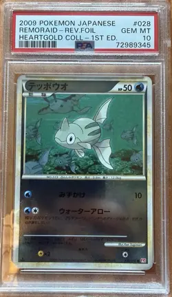 2009 PSA 10 Graded Pokemon Remoraid Reverse Holo 028/070 1st Edition LOW POP - Image 1