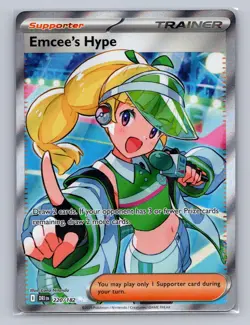 EMCEE'S HYPE 220/182 ULTRA RARE DESTINED RIVALS POKEMON Holo NM - Image 1