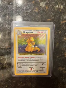 Pokemon TCG Dragonite Fossil Holo Unlimited Rare Card 4/62 MP Moderately Played - Image 1