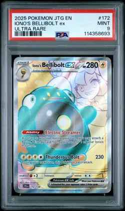 PSA 9 Pokemon Iono's Bellibolt Ex 172 full art Journey Together - Image 1
